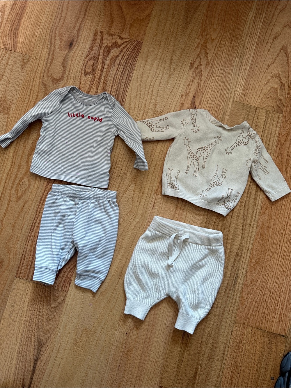Carter's Cream Giraffe Knit Top and Cream Knit Pants